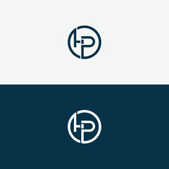 Alphabet letters Initials Monogram logo HP, PH, H and P, Alphabet Letters HP minimalist logo design in a simple yet elegant font, Unique modern creative minimal circular shaped fashion brands
