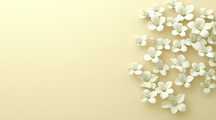 White Flowers on Soft Yellow Background