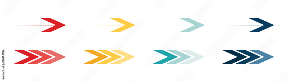 Wall mural arrow icon set. colored arrow symbols. arrow of different types. arrow isolated vector graphic eleme