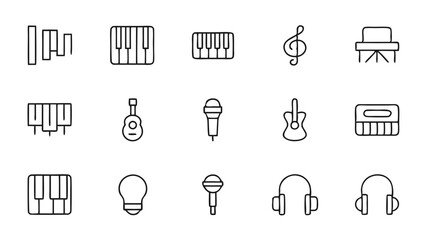 Collection of Music Related Line Icons for Designers