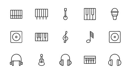 Treble Clef, In-Ear Headphones & More in Music Icon Set