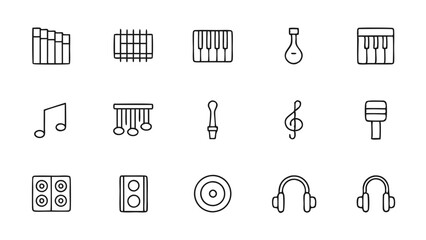 Treble Clef, In-Ear Headphones & More in Music Icon Set