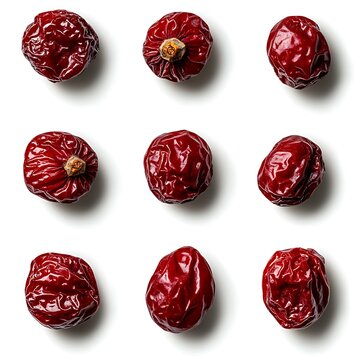 dried red jujubes isolated on the white