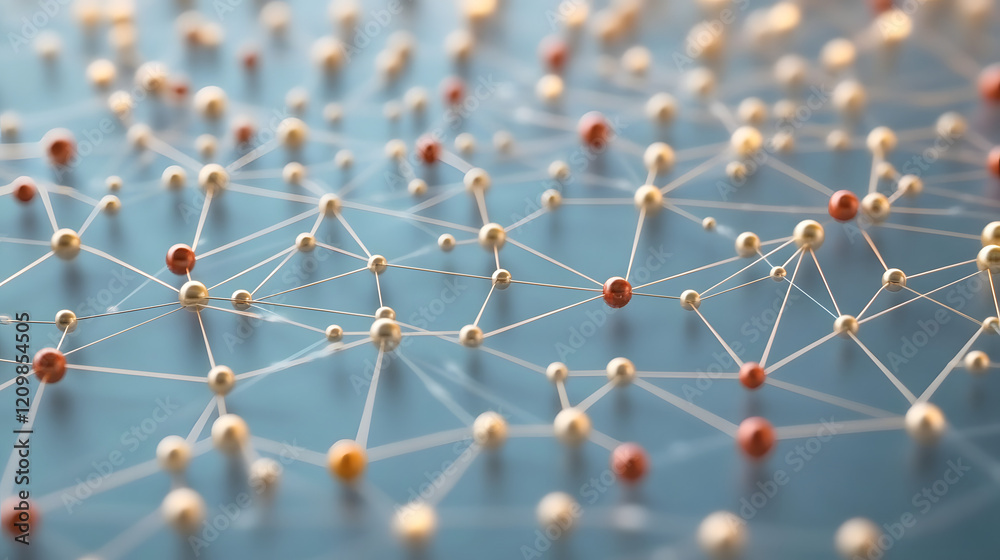 Wall mural background with a network of connected dots and lines, a social media concept for community building