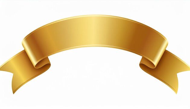 Curved wavy gold banner ribbon vector design on white. Generated image
