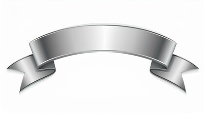 Curved wavy silver banner ribbon vector design on white. Generated image