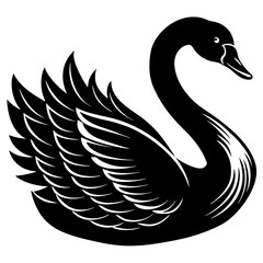 Obraz premium Swan Silhouette vector with white background