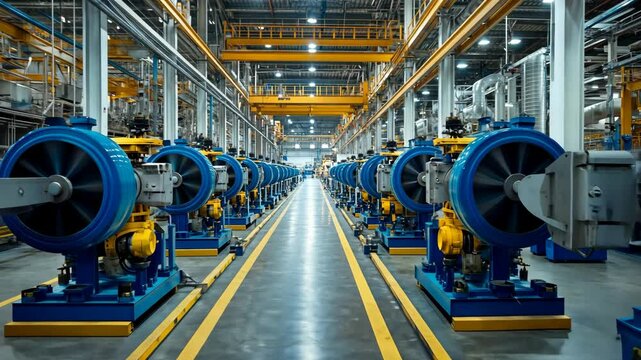 Industrial facility showcasing multiple machinery units in a large manufacturing environment