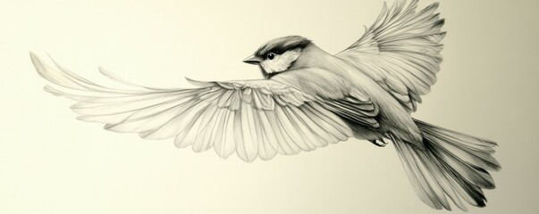 Obraz premium A realistic drawing of a bird in flight.