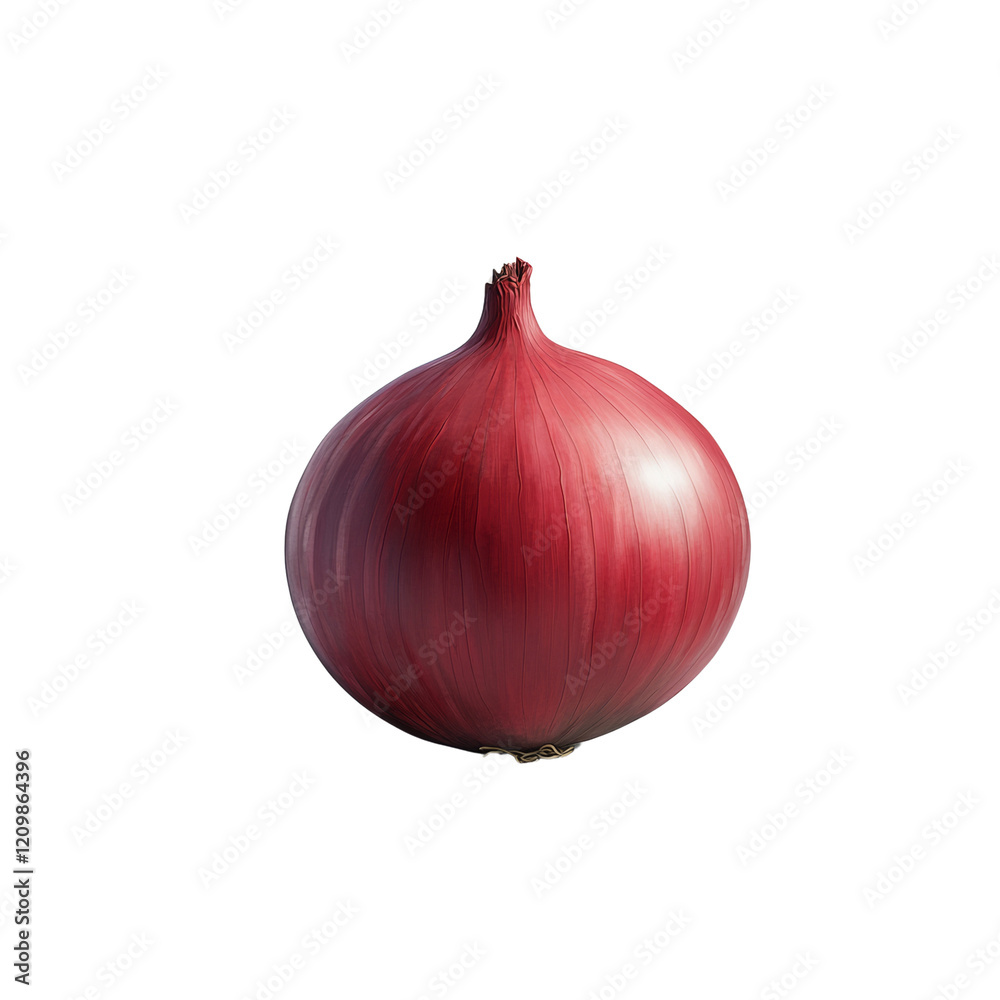 Aufkleber The image shows a single, whole red onion against a plain white background with subtle shadowing.
