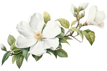 Fototapeta premium Vintage drawing white flower blossom plant petal