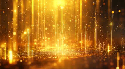 Obraz premium Bright stock market chart with golden light, financial growth, high detail, glowing futuristic design, economic prosperity visualization