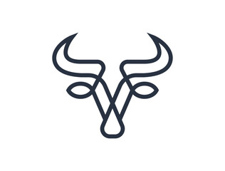 Bull Head Logo Design. Stylized Taurus Symbol for Steak House or Butchery.