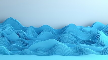 Abstract blue waves flowing smoothly with a light background creating a calming visual effect