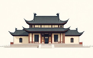 Obraz premium Chinese traditional ancient architecture art illustration