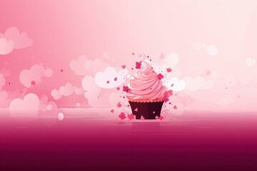 Appetizing strawberry cup cake.