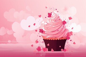 Appetizing strawberry cup cake.