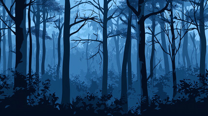 Obraz premium A twilight forest background with camouflage patterns subtly merging into the dim lighting and shadowy trees.