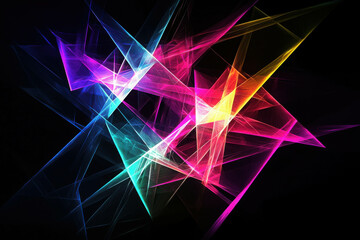 Obraz premium Vivid Geometric Light Shapes with Sharp Neon Outlines on a Dark Background