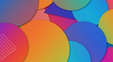 Vibrant Abstract Circles: An explosion of color and shape, featuring overlapping circles in a spectrum of vibrant hues, creating a dynamic and energetic abstract composition.