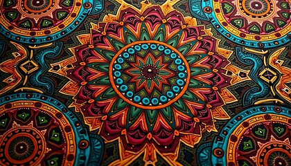 Vibrant Mandala Design Colorful Ethnic Pattern Artwork