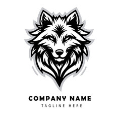 wolf logo vector template. wolf head logo icon vector illustration. black and white logo.