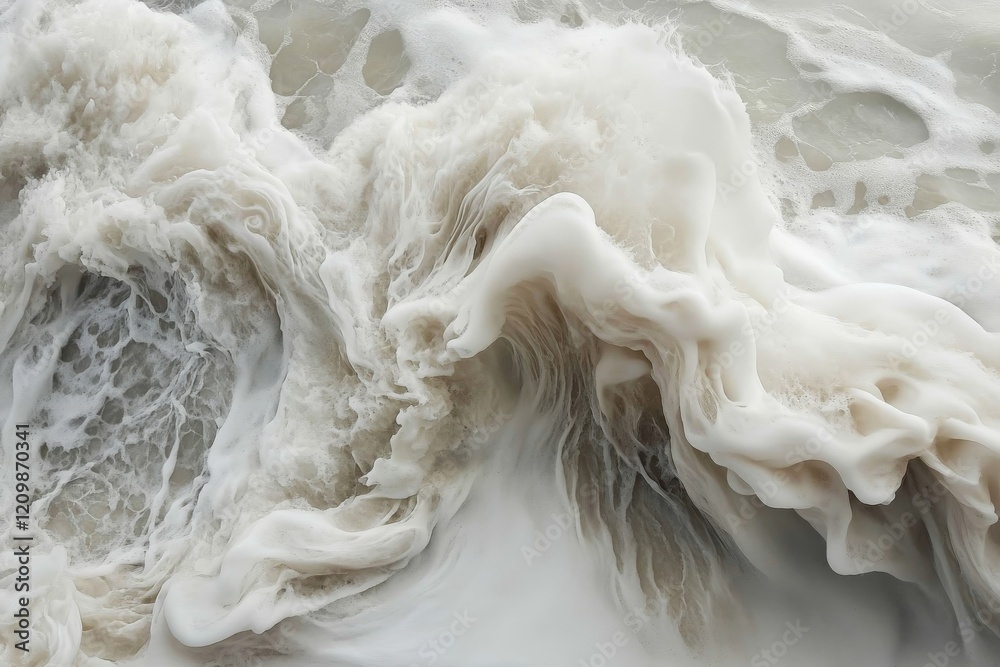 Poster ocean waves crash against the shore, creating frothy patterns in the water during the day at a coast