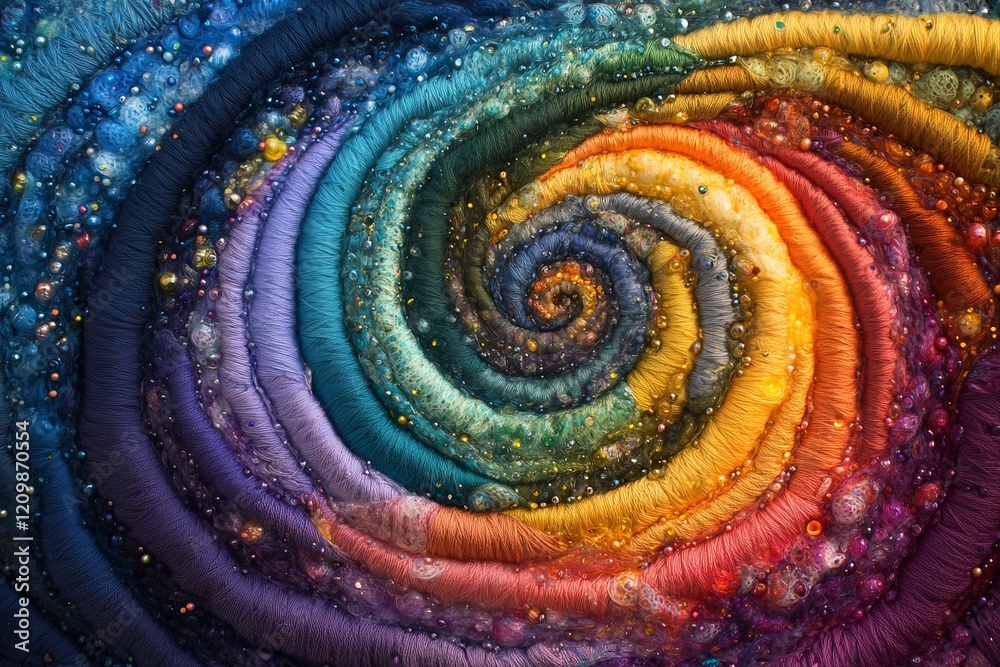 Poster Colorful spiral design showcasing vibrant thread patterns in a mesmerizing swirl