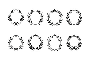 Floral Frame Design Elements Silhouette Vector Art, Elegant Decorative Graphics.