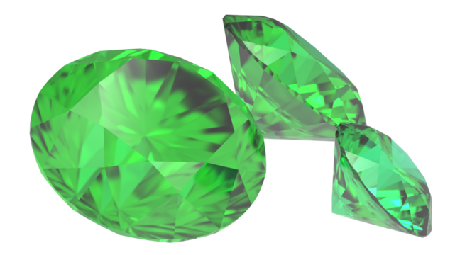 3D Green Diamonds / Emerald PNG