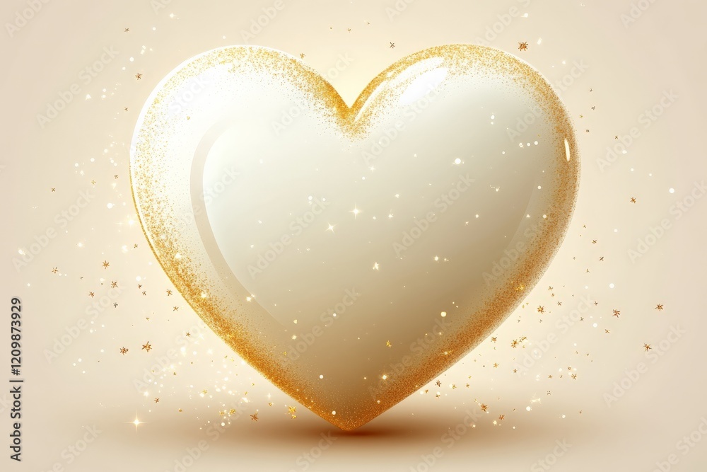 Aufkleber shimmering heart design with golden sparkles on a soft background during a romantic celebration