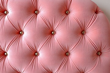 Fototapeta premium Elegant pink tufted fabric with decorative buttons enhances interior decor in a modern living space