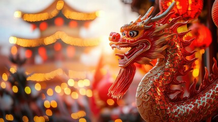 Majestic Chinese Dragon in Vibrant Lantern Festival