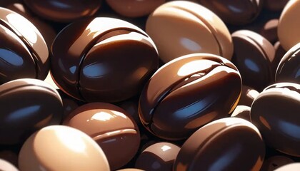 Fototapeta premium Close-up of glossy chocolate coffee beans