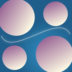 Abstract composition of floating spheres in soft hues against blue