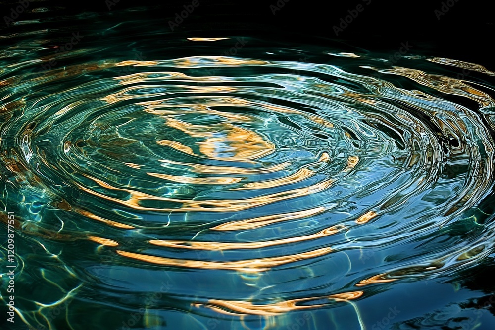 Aufkleber soft ripples create mesmerizing reflections on water surface during sunset at a serene lake