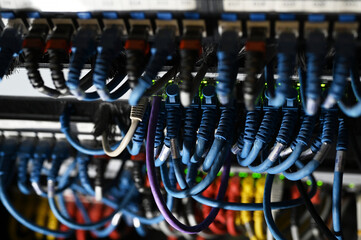 server cables, server room, internet network, computer network