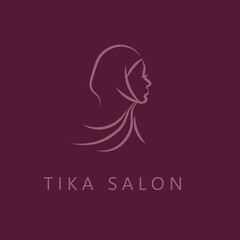 illustration of a woman with hair hijab logo silhouette 