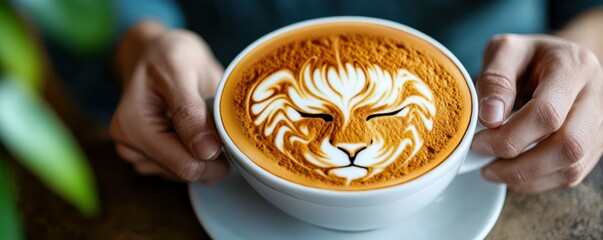 Barista making coffee with latte art in a modern cafÃ©