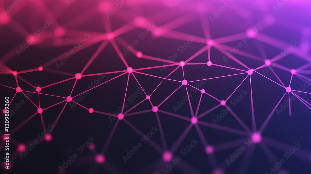 Wall mural neon network pattern visualization digital art abstract background dark environment close-up view te