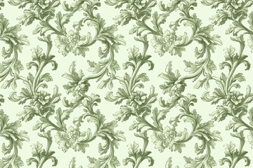 Obraz premium Floral Toile Tapestry Pattern. Vintage botanical wallpaper pattern. Background image. Created with Generative AI technology