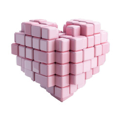 Pink pixel heart isolated from background. Valentine's day holiday concept