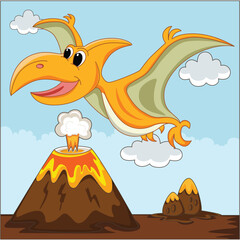 Funny dino cartoon characters vector illustration.