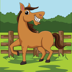 Funny horse cartoon characters vector illustration.