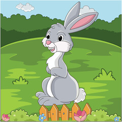 Funny rabbit cartoon characters vector illustration.
