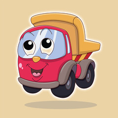Funny truck cartoon characters vector illustration.