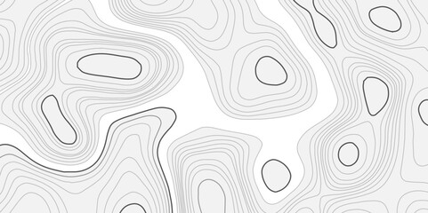 Abstract topographical linier graphics map background. Patterns topographic line map. Vintage outdoors style, Black and white contours stylized height topography lines map. Vector illustration.