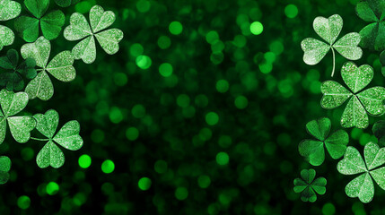 A green background with four green clovers on it