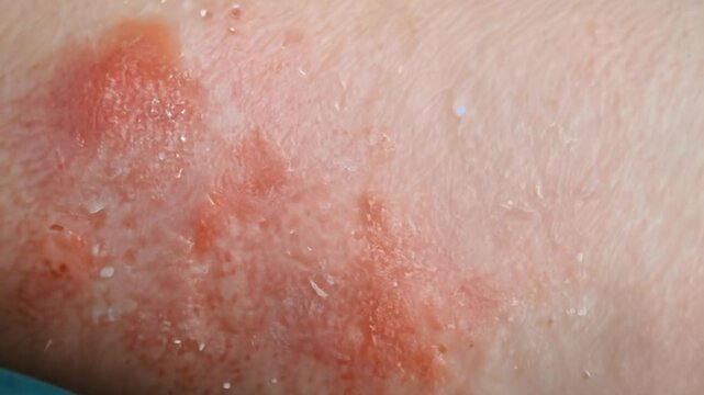 Skin healing process after burn injury on arm