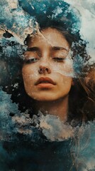 Fototapeta premium Enigmatic Woman Portrait: Frozen in Time